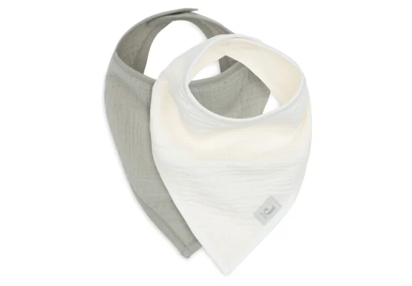 Bavoir bandana gaze de coton - muslin olive / oatmeal